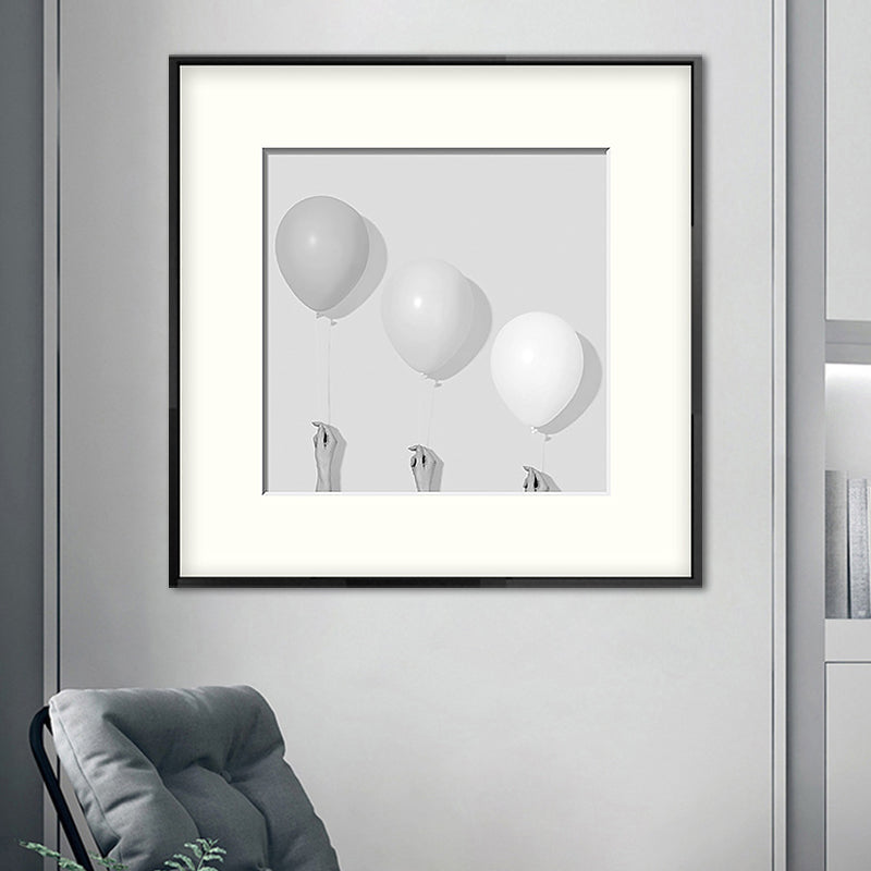 Modern Balloon Square Canvas Print Grey for Parlor Wall Art Decor, Multiple Size Options Grey Design 2 Clearhalo 'Art Gallery' 'Canvas Art' 'Contemporary Art Gallery' 'Modern' Arts' 1656748