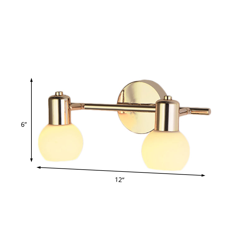 2/3 Bulbs Wall Sconce Lighting with Bubble Shade Milky Glass Modern Bedroom Light Fixture in Brass Clearhalo 'Cast Iron' 'Glass' 'Industrial' 'Modern wall lights' 'Modern' 'Tiffany' 'Traditional wall lights' 'Wall Lamps & Sconces' 'Wall Lights' Lighting' 165682