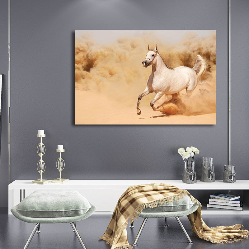 Photographs Modern Canvas Wall Art with Steed Running Pattern in Dark Color for Room White Clearhalo 'Art Gallery' 'Canvas Art' 'Contemporary Art Gallery' 'Modern' Arts' 1656833