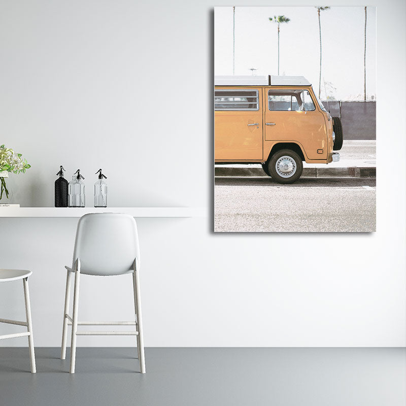 Bus Wall Art Textured Modern Style Living Room Canvas Print in Yellow-White Clearhalo 'Art Gallery' 'Canvas Art' 'Contemporary Art Gallery' 'Modern' Arts' 1657016