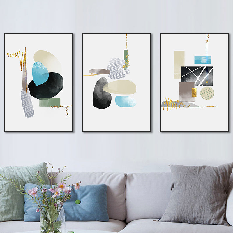 Soft Color Geometric Shape Canvas Print Abstract Modern Textured Wall Art Set for Home Blue Clearhalo 'Art Gallery' 'Canvas Art' 'Contemporary Art Gallery' 'Modern' Arts' 1657130