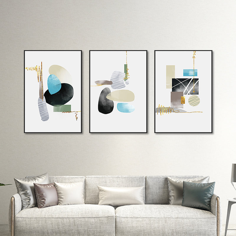 Soft Color Geometric Shape Canvas Print Abstract Modern Textured Wall Art Set for Home Clearhalo 'Art Gallery' 'Canvas Art' 'Contemporary Art Gallery' 'Modern' Arts' 1657132