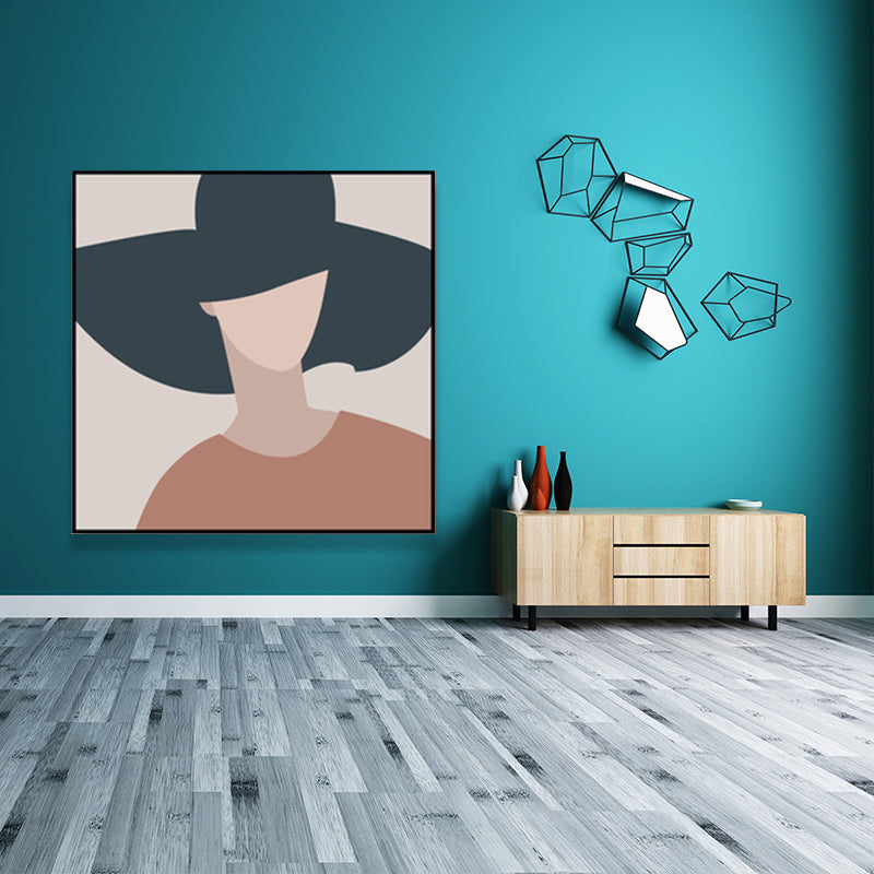 Dark Color Fashion Woman Wall Art Textured Square Wrapped Canvas for Living Room Clearhalo 'Arts' 'Canvas Art' 1657560