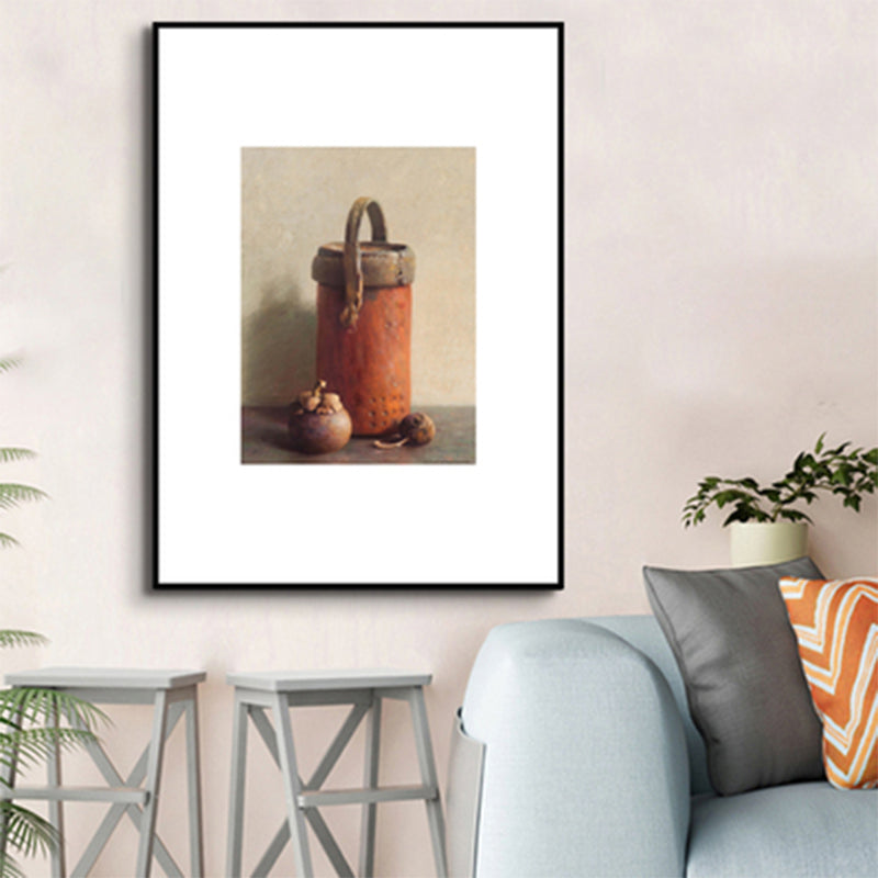 Scandinavian Illustrations Bucket Wall Art Decor Orange Canvas Print for Living Room Orange Clearhalo 'Arts' 'Canvas Art' 1657575