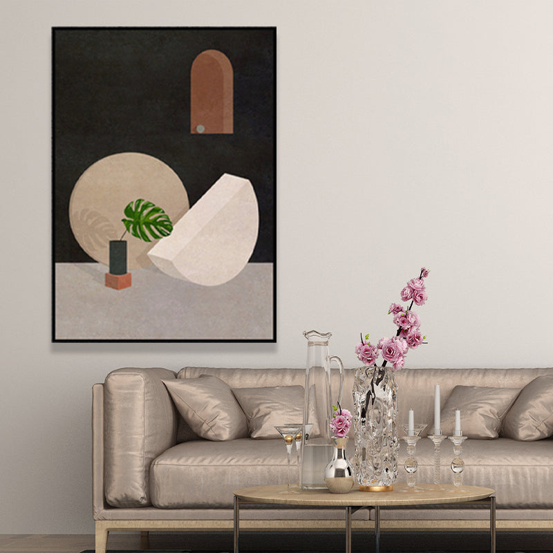 Textured Geometric and Vase Painting Scandinavian Canvas Wall Art Decor in Pastel Color Clearhalo 'Arts' 'Canvas Art' 1657613