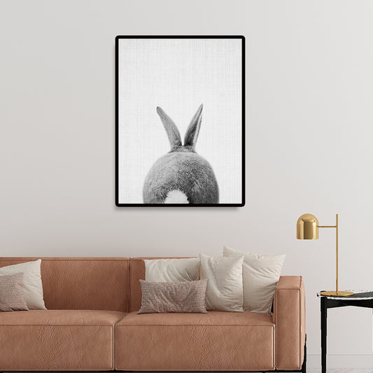 Grey Rabbit Wall Art Decor Animal Modern Style Textured Canvas Print for Kids Bedroom Grey Design 2 Clearhalo 'Art Gallery' 'Canvas Art' 'Contemporary Art Gallery' 'Modern' Arts' 1657628