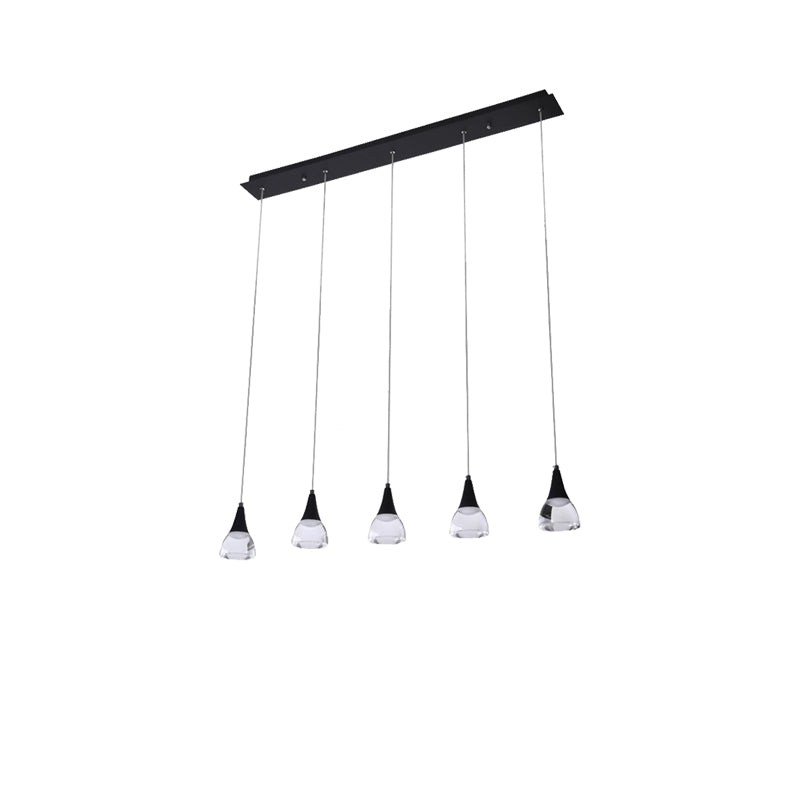 Conical Cluster Drop Pendant Modern Acrylic 5/6-Light Black Hanging Ceiling Light for Bedroom Living Room Clearhalo 'Ceiling Lights' 'Modern Pendants' 'Modern' 'Pendant Lights' 'Pendants' Lighting' 165765