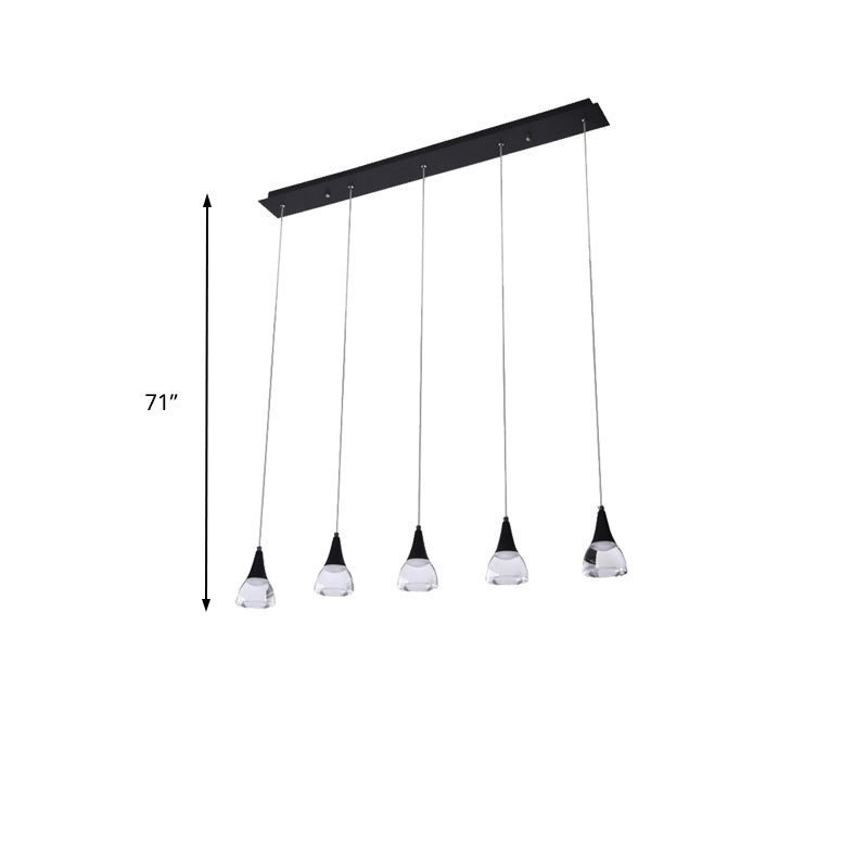 Conical Cluster Drop Pendant Modern Acrylic 5/6-Light Black Hanging Ceiling Light for Bedroom Living Room Clearhalo 'Ceiling Lights' 'Modern Pendants' 'Modern' 'Pendant Lights' 'Pendants' Lighting' 165766