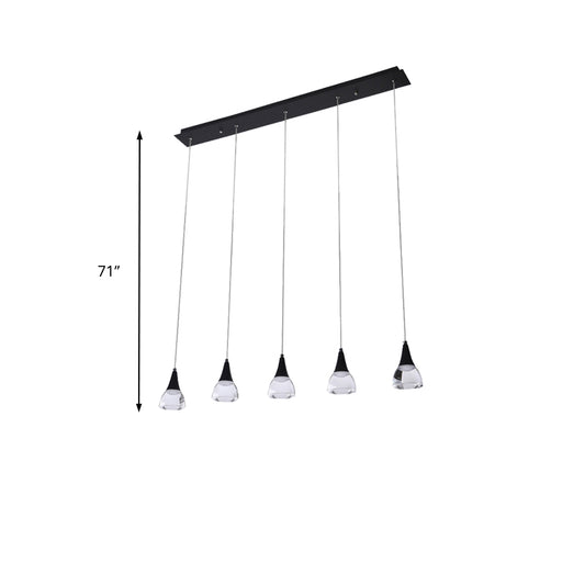 Conical Cluster Drop Pendant Modern Acrylic 5/6-Light Black Hanging Ceiling Light for Bedroom Living Room Clearhalo 'Ceiling Lights' 'Modern Pendants' 'Modern' 'Pendant Lights' 'Pendants' Lighting' 165766