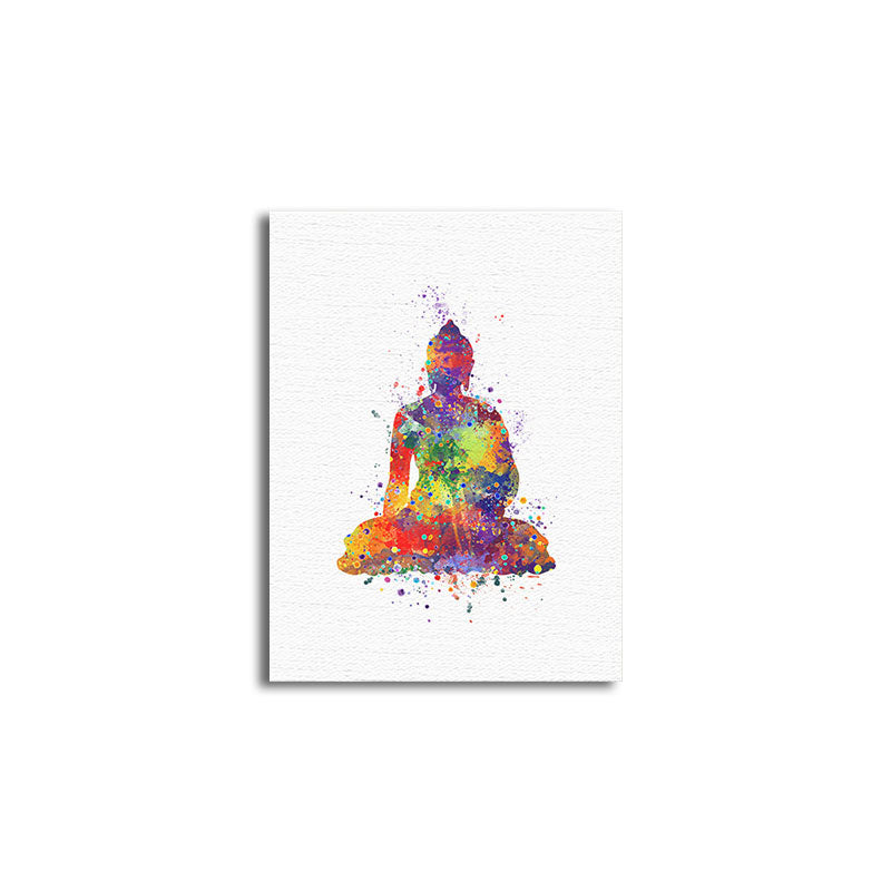 Red Buddhism Wall Art Religion Asian Textured Canvas Print for Dining Room Clearhalo 'Arts' 'Canvas Art' 1657828