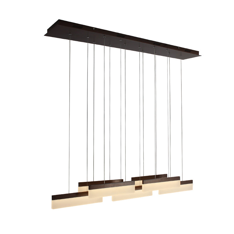 Brown/Gold Linear Island Chandelier Contemporary 7-Head Acrylic Ceiling Lighting Fixture in Warm/White Light Clearhalo 'Ceiling Lights' 'Chandeliers' 'Modern Chandeliers' 'Modern' Lighting' 165783