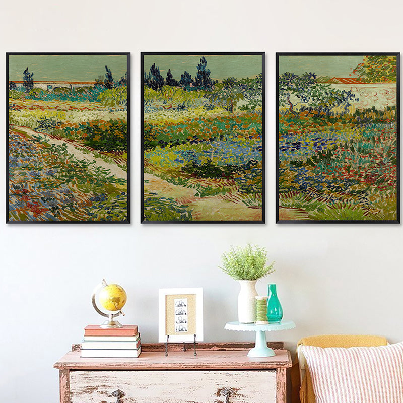 Green Farm Field Wall Art Van Gogh Farmhouse Textured Canvas Print for Home Clearhalo 'Art Gallery' 'Canvas Art' 'Country Art Gallery' 'French Country' 'Rustic' Arts' 1658033