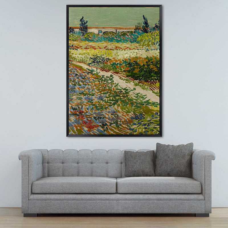 Green Farm Field Wall Art Van Gogh Farmhouse Textured Canvas Print for Home Green Design 1 Clearhalo 'Art Gallery' 'Canvas Art' 'Country Art Gallery' 'French Country' 'Rustic' Arts' 1658034