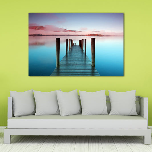 Bridge to the Sea Canvas Pastel Color Modern Style Wall Art Decor for Living Room Clearhalo 'Art Gallery' 'Canvas Art' 'Contemporary Art Gallery' 'Modern' Arts' 1658068