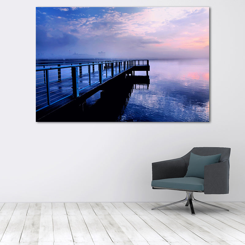 Tranquil Sea Bridge Scenery Canvas Art for Living Room Sunset Landscape Wall Decor Clearhalo 'Art Gallery' 'Canvas Art' 'Contemporary Art Gallery' 'Modern' Arts' 1658104