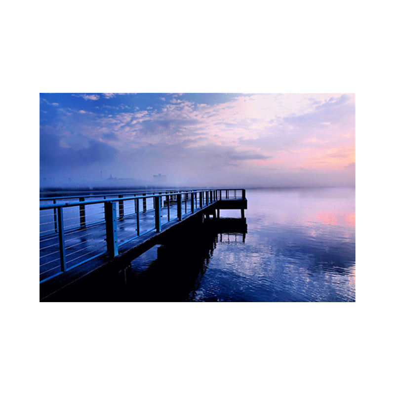 Tranquil Sea Bridge Scenery Canvas Art for Living Room Sunset Landscape Wall Decor Clearhalo 'Art Gallery' 'Canvas Art' 'Contemporary Art Gallery' 'Modern' Arts' 1658105