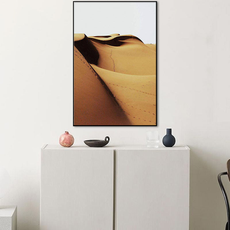 Desert Dunes Landscape Wall Art Print Modernism Textured Dining Room Canvas in Yellow Clearhalo 'Art Gallery' 'Canvas Art' 'Contemporary Art Gallery' 'Modern' Arts' 1658141