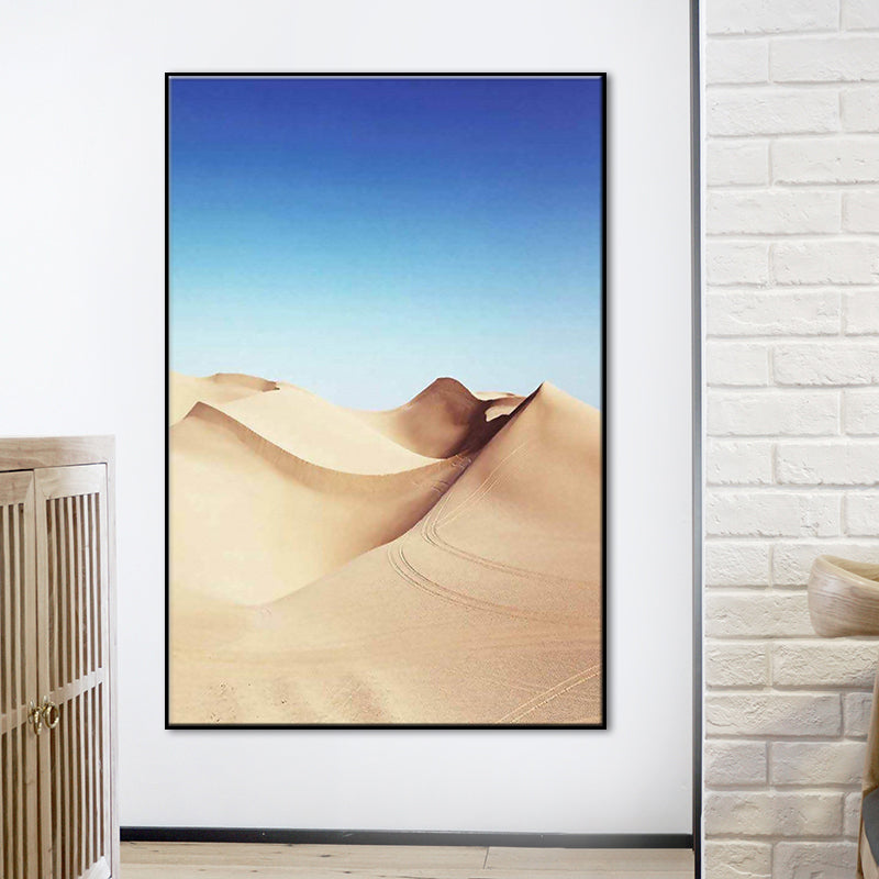 Desert Dunes Landscape Wall Art Print Modernism Textured Dining Room Canvas in Yellow Blue Clearhalo 'Art Gallery' 'Canvas Art' 'Contemporary Art Gallery' 'Modern' Arts' 1658144