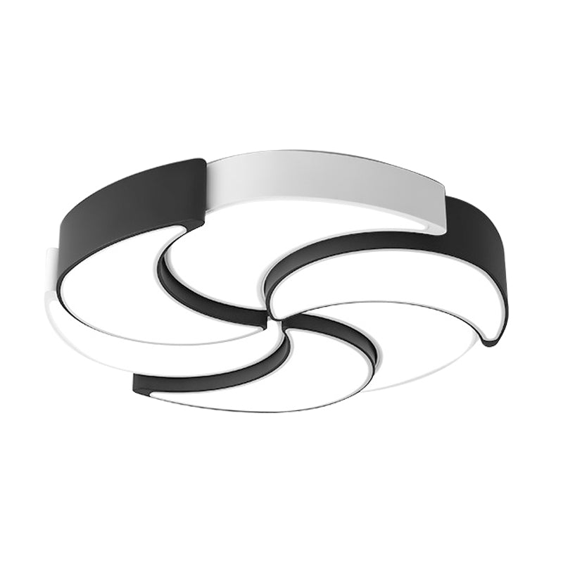 Circular Flush Mount Lighting with Windmill Design Contemporary Acrylic 19.5/"/23.5"/31" W LED Black and White Ceiling Light, Warm/White Light Clearhalo 'Ceiling Lights' 'Close To Ceiling Lights' 'Close to ceiling' 'Flush mount' Lighting' 165830