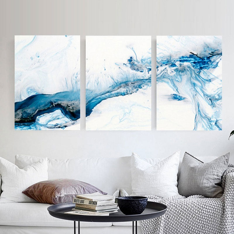 Liquid Canvas Wall Art Modern Enchanting Abstract Painting in Soft Color for Home Blue Design 2 Clearhalo 'Art Gallery' 'Canvas Art' 'Contemporary Art Gallery' 'Modern' Arts' 1658307