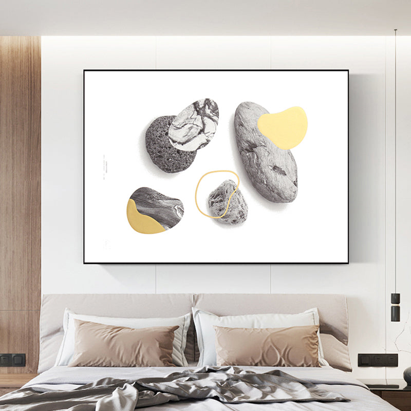 Nordic Stone Canvas Art Grey and White Abstract Pattern Wall Decoration for Bedroom White Clearhalo 'Arts' 'Canvas Art' 1658320