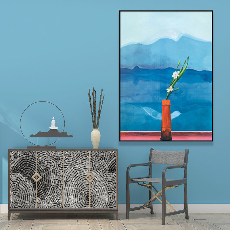 Nordic Flower and Seascape Painting Blue Textured Wall Art for Living Room (Multiple Size Options) Blue Clearhalo 'Arts' 'Canvas Art' 1658539