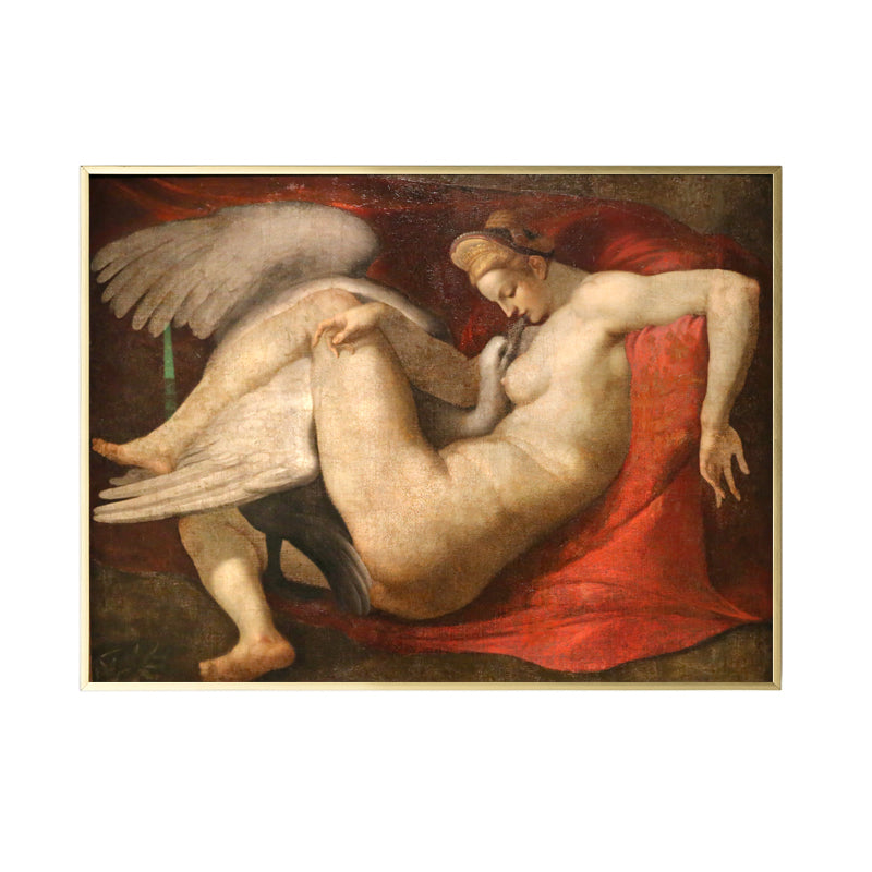 Michelangelo Painting Print Angel Canvas Traditional Religious Wall Art in Yellow-Red Clearhalo 'Arts' 'Canvas Art' 1658550