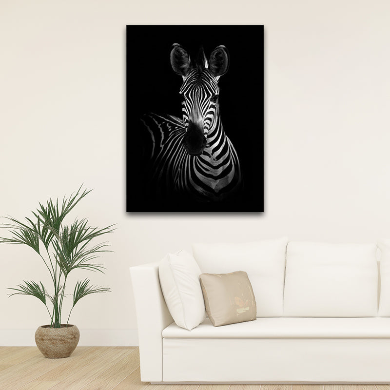 Photographs Contemporary Wall Art Print with Zebra Pattern in Dark Color for Home Clearhalo 'Art Gallery' 'Canvas Art' 'Contemporary Art Gallery' 'Modern' Arts' 1658748