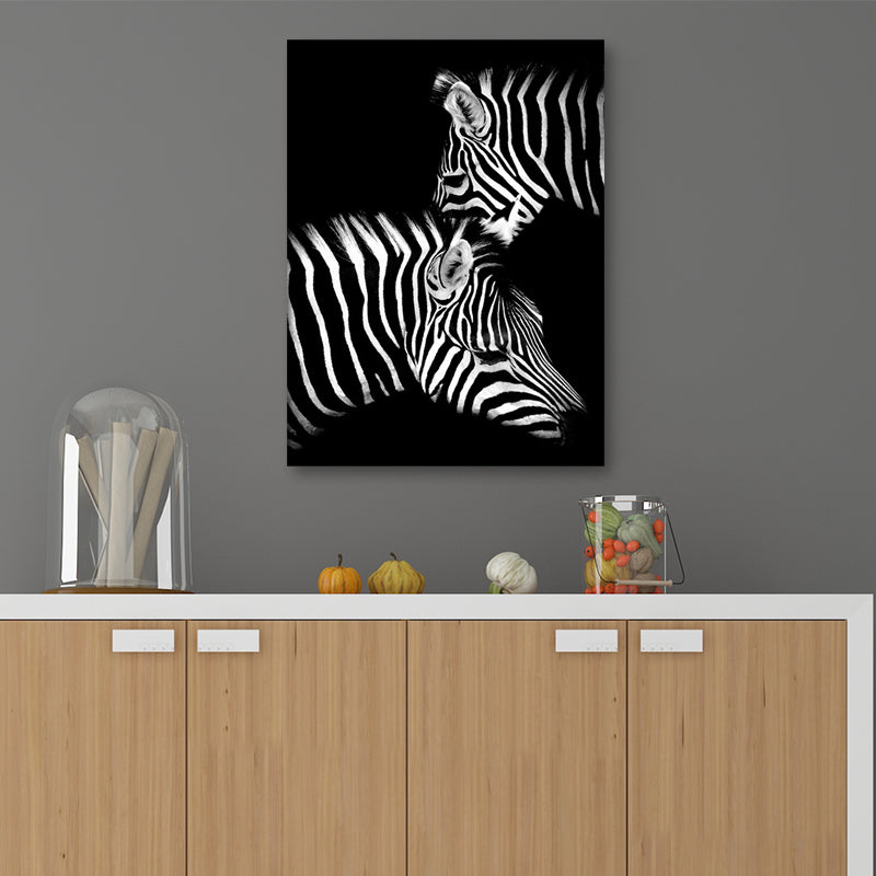 Photographs Contemporary Wall Art Print with Zebra Pattern in Dark Color for Home White Clearhalo 'Art Gallery' 'Canvas Art' 'Contemporary Art Gallery' 'Modern' Arts' 1658754