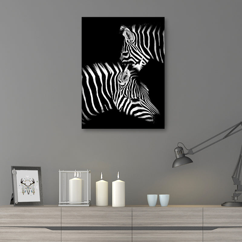 Photographs Contemporary Wall Art Print with Zebra Pattern in Dark Color for Home Clearhalo 'Art Gallery' 'Canvas Art' 'Contemporary Art Gallery' 'Modern' Arts' 1658755