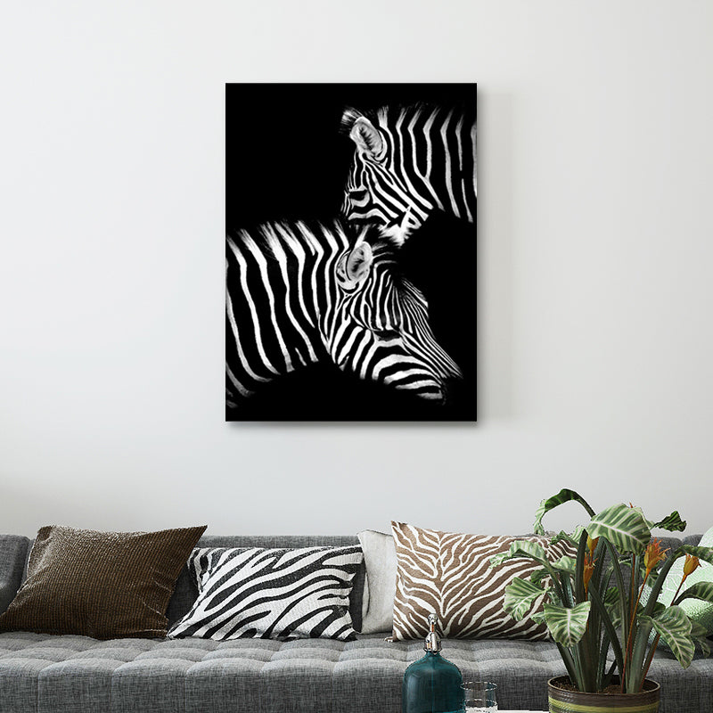 Photographs Contemporary Wall Art Print with Zebra Pattern in Dark Color for Home Clearhalo 'Art Gallery' 'Canvas Art' 'Contemporary Art Gallery' 'Modern' Arts' 1658756