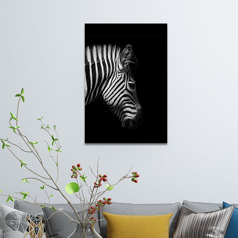 Photographs Contemporary Wall Art Print with Zebra Pattern in Dark Color for Home Black-White Clearhalo 'Art Gallery' 'Canvas Art' 'Contemporary Art Gallery' 'Modern' Arts' 1658758