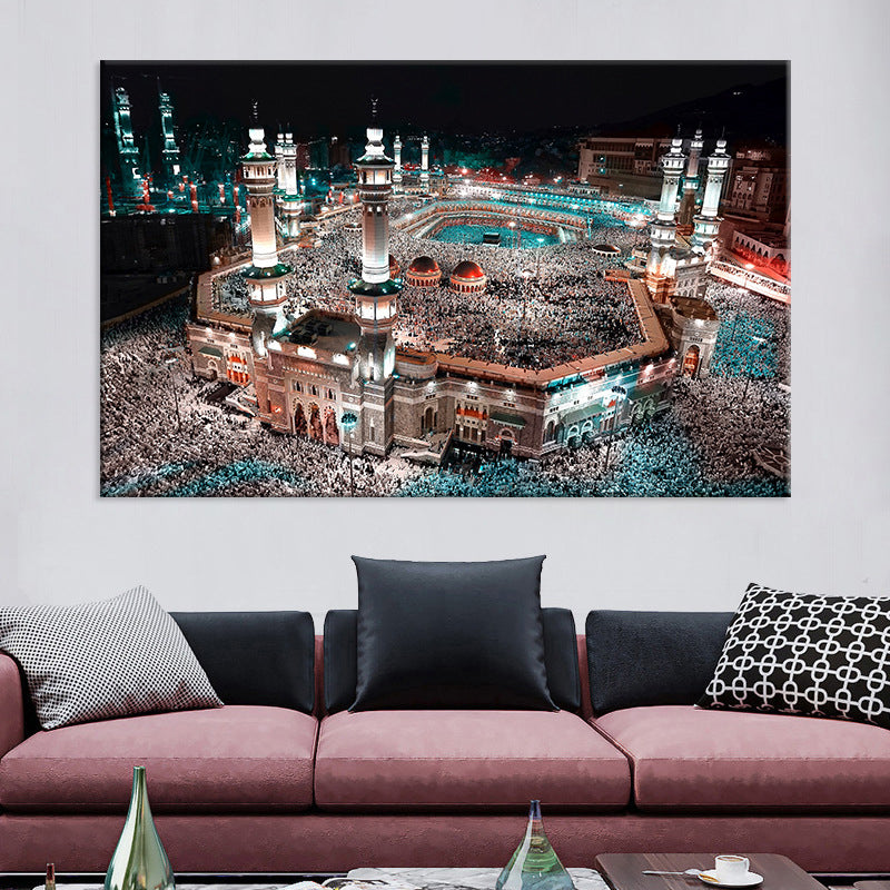 Blue Modern Wall Art Print Aerial View of Night Cityscape Canvas for Sitting Room Clearhalo 'Art Gallery' 'Canvas Art' 'Contemporary Art Gallery' 'Modern' Arts' 1658843