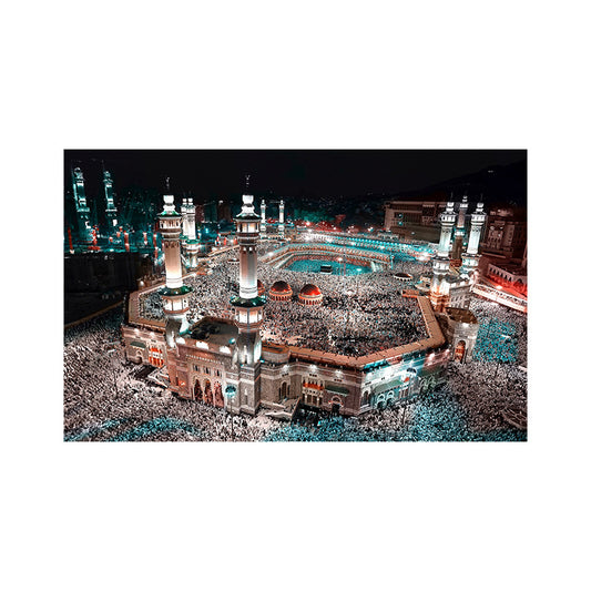 Blue Modern Wall Art Print Aerial View of Night Cityscape Canvas for Sitting Room Clearhalo 'Art Gallery' 'Canvas Art' 'Contemporary Art Gallery' 'Modern' Arts' 1658845