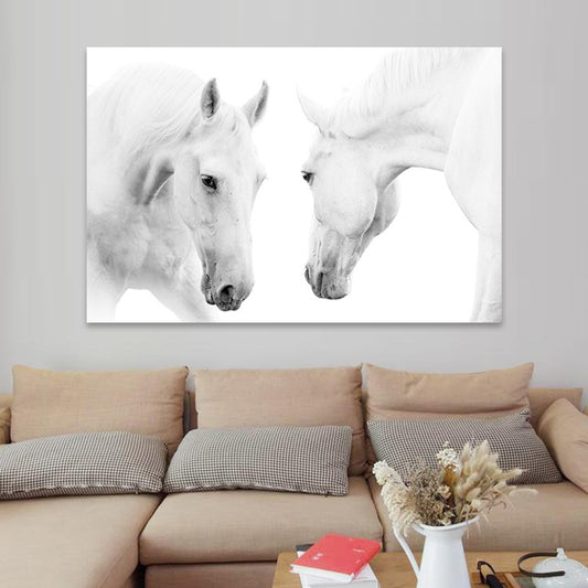 Contemporary Horse Wall Art Light-Color Textured Canvas Print for Dining Room Clearhalo 'Art Gallery' 'Canvas Art' 'Contemporary Art Gallery' 'Modern' Arts' 1658890