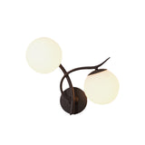 Modern Globe Wall Lighting Fixture 2 Bulbs Milky Glass Sconce Light in Black Clearhalo 'Cast Iron' 'Glass' 'Industrial' 'Modern wall lights' 'Modern' 'Tiffany' 'Traditional wall lights' 'Wall Lamps & Sconces' 'Wall Lights' Lighting' 165892