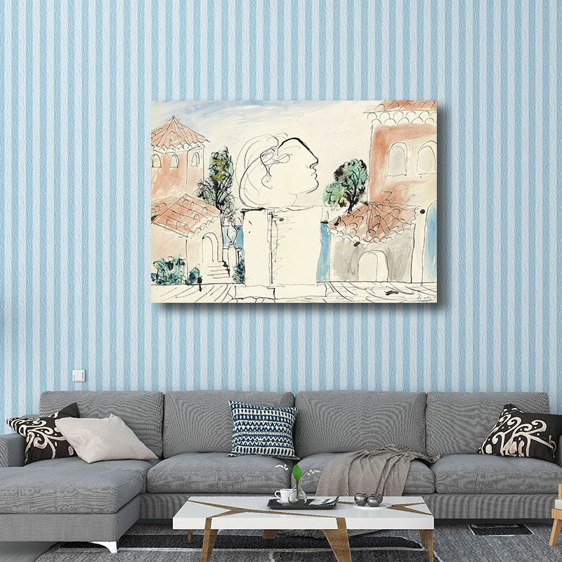 Peinture de personnage de style nordique Backseplash Wall Art Print en couleur claire