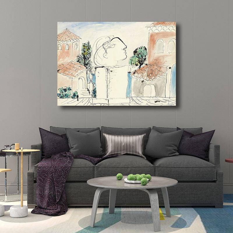 Peinture de personnage de style nordique Backseplash Wall Art Print en couleur claire