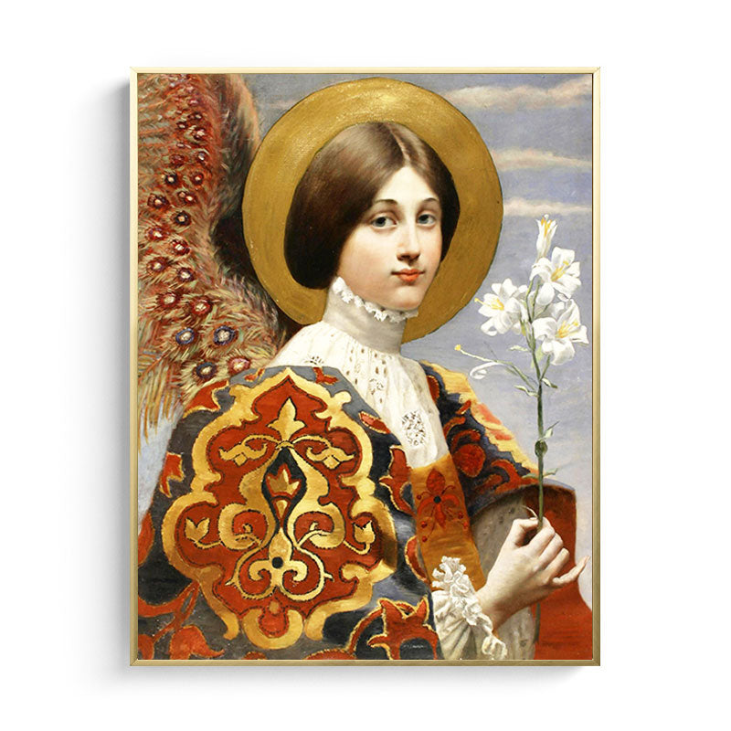 Leinwand Textured Painting Retro Style Maid und Blumenwandkunstdekor, mehrere Größen
