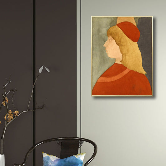 Oil Painting Maiden Art Retro Canvas Textured Wall Print in Soft Color, Multiple Sizes