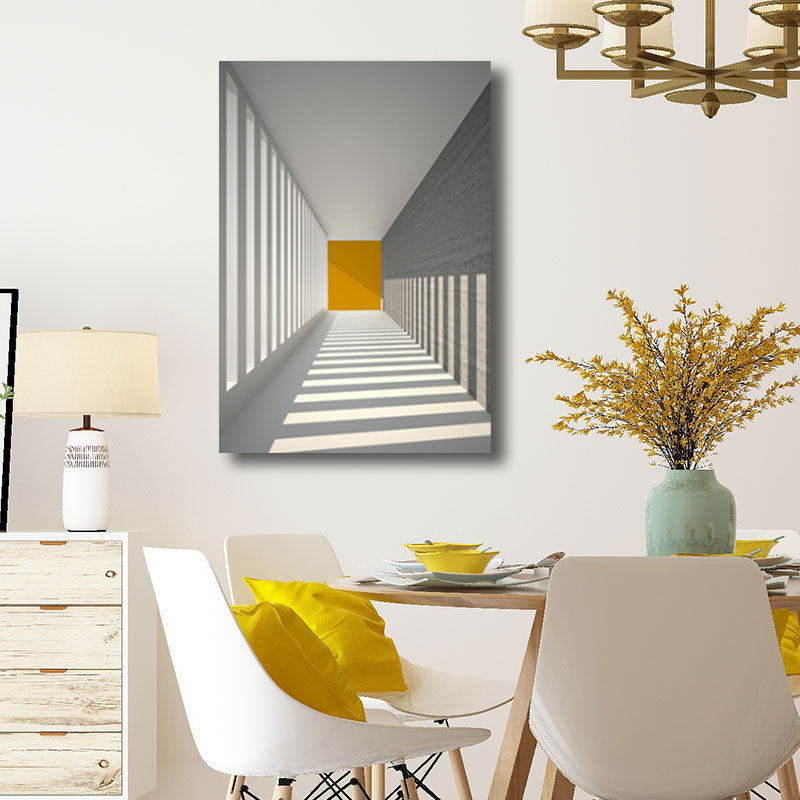 Corridor Building Canvas Print Simplicity Textured Wall Art Decor in Light Color Clearhalo 'Art Gallery' 'Canvas Art' 'Contemporary Art Gallery' 'Modern' Arts' 1659228