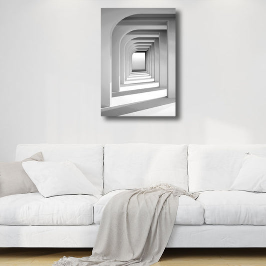 Corridor Building Canvas Print Simplicity Textured Wall Art Decor in Light Color Clearhalo 'Art Gallery' 'Canvas Art' 'Contemporary Art Gallery' 'Modern' Arts' 1659235