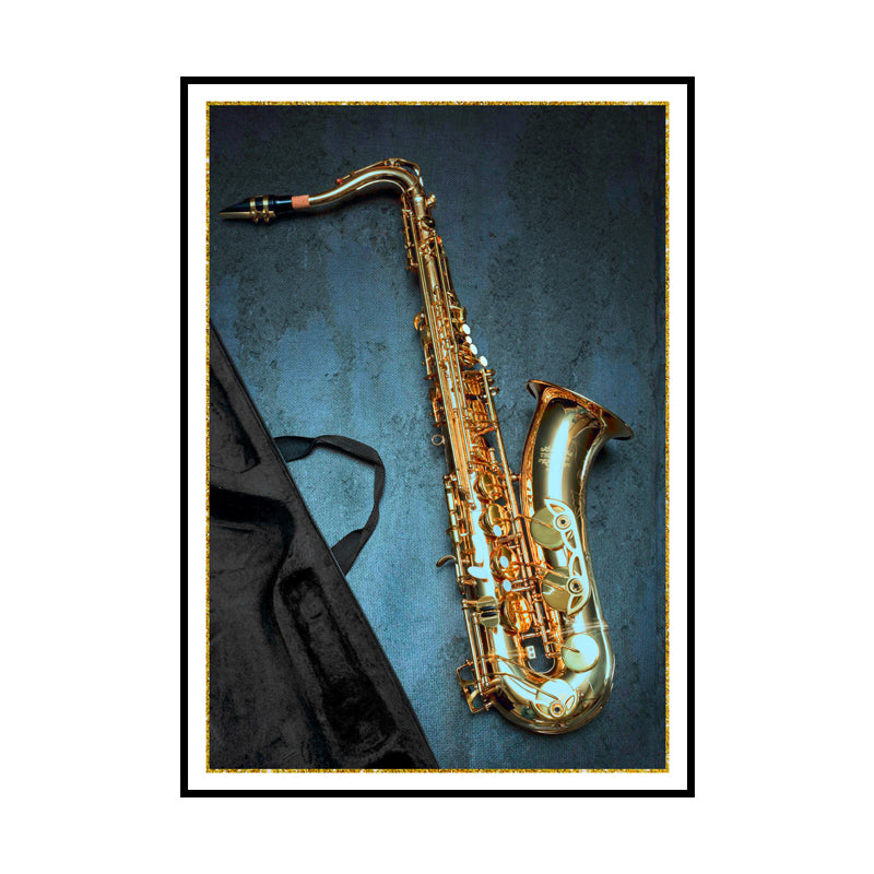 Modernist Canvas Art Blue Saxophone Wall Decor for Parlor, Multiple Size Available Clearhalo 'Art Gallery' 'Canvas Art' 'Contemporary Art Gallery' 'Modern' Arts' 1659391