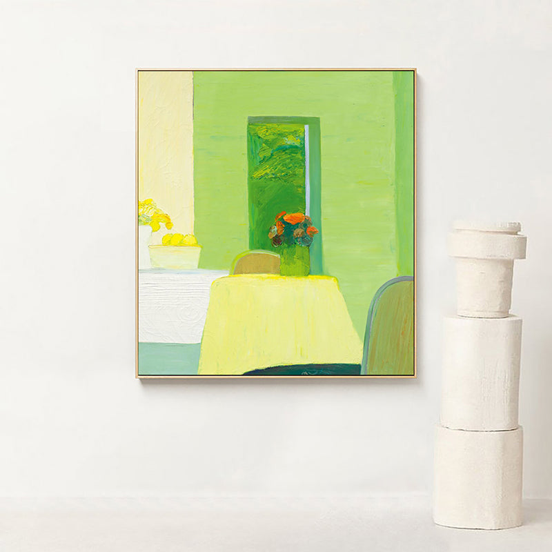 Green Flower Pot Painting Textured Wall Art Decor for Living Room, Multiple Sizes Clearhalo 'Art Gallery' 'Canvas Art' 'Contemporary Art Gallery' 'Modern' Arts' 1659415