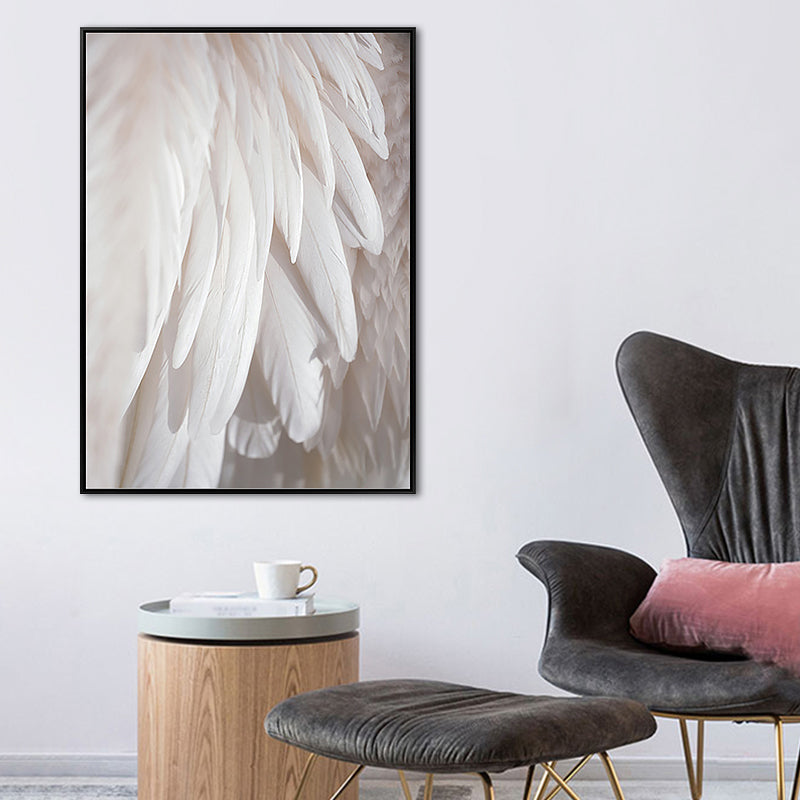 White Wing Canvas Art Decorative Minimalist for Corridor Wall Decor, Multiple Sizes Clearhalo 'Art Gallery' 'Canvas Art' 'Contemporary Art Gallery' 'Modern' Arts' 1659421