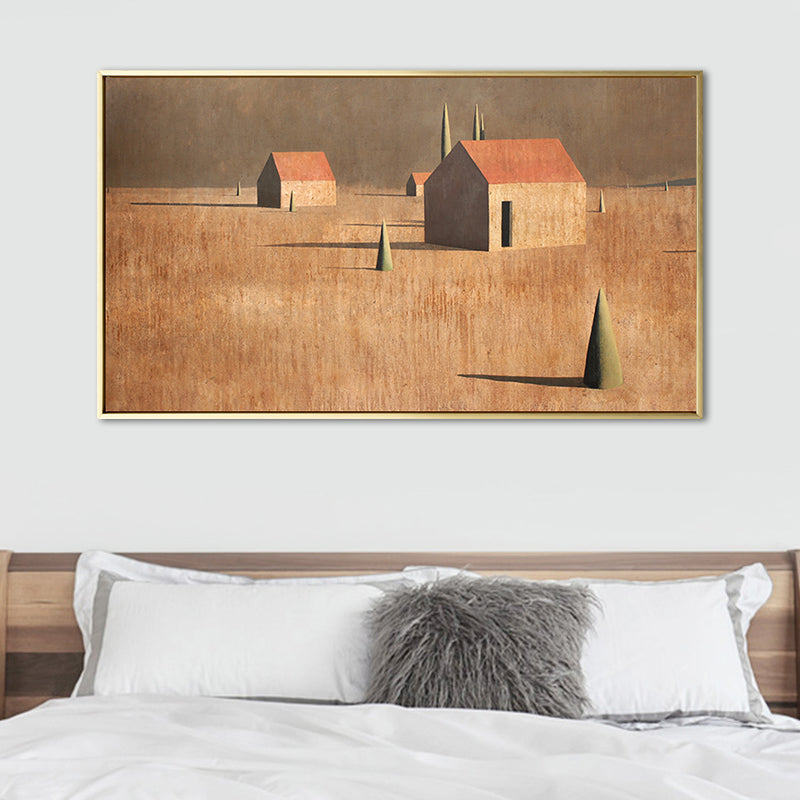Small Bungalow Wall Decor Brown Canvas Painting Textured, Multiple Sizes Options Clearhalo 'Art Gallery' 'Canvas Art' 'Contemporary Art Gallery' 'Modern' Arts' 1659443