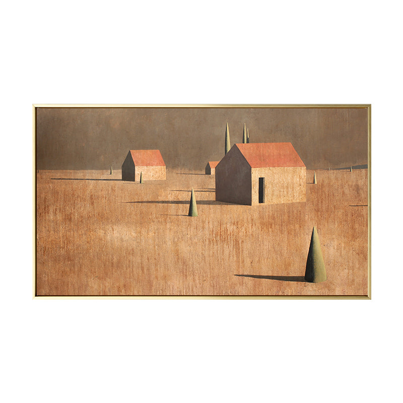 Small Bungalow Wall Decor Brown Canvas Painting Textured, Multiple Sizes Options Clearhalo 'Art Gallery' 'Canvas Art' 'Contemporary Art Gallery' 'Modern' Arts' 1659444