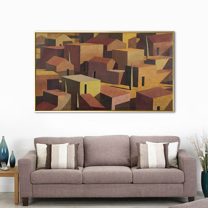 Small Bungalow Wall Decor Brown Canvas Painting Textured, Multiple Sizes Options Clearhalo 'Art Gallery' 'Canvas Art' 'Contemporary Art Gallery' 'Modern' Arts' 1659446