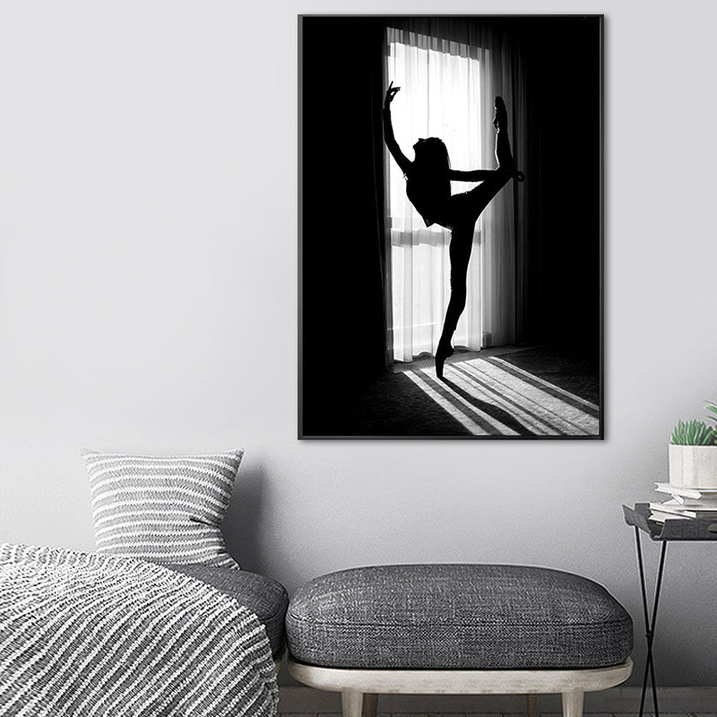 Dancing Girl Wrapped Canvas for Study Room Wall Art Decor in Black, Multiple Size Available Clearhalo 'Art Gallery' 'Canvas Art' 'Contemporary Art Gallery' 'Modern' Arts' 1659457