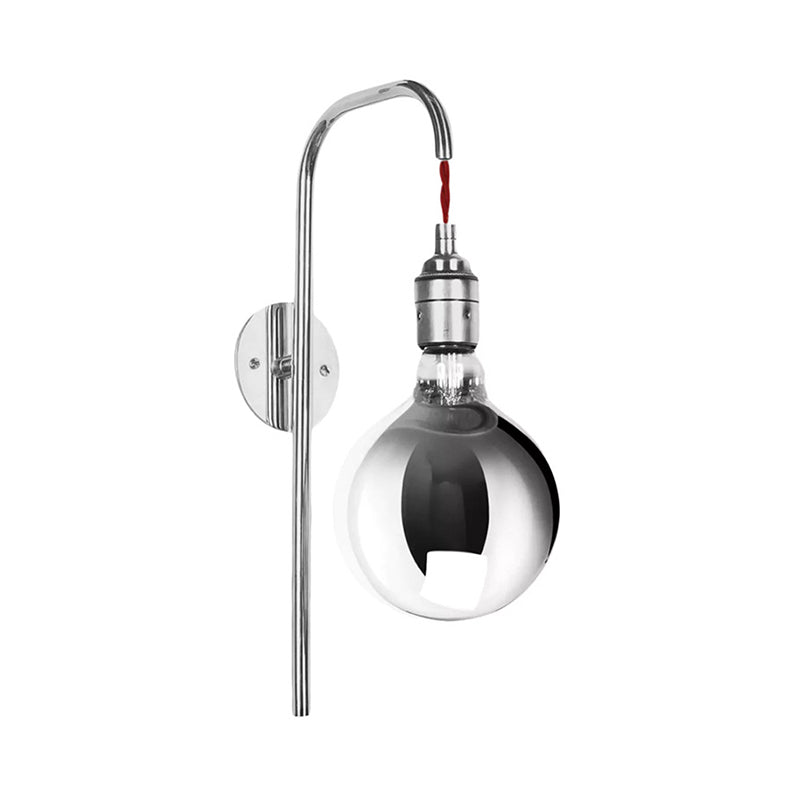 Chrome/Gold One Light Sconce Light Modern Clear Glass Globe Lighting Fixture for Living Room Clearhalo 'Cast Iron' 'Glass' 'Industrial' 'Modern wall lights' 'Modern' 'Tiffany' 'Traditional wall lights' 'Wall Lamps & Sconces' 'Wall Lights' Lighting' 165948